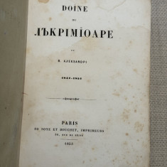Vasile Alecsandri Doine si Lacramioare - prima editie Paris - 1853