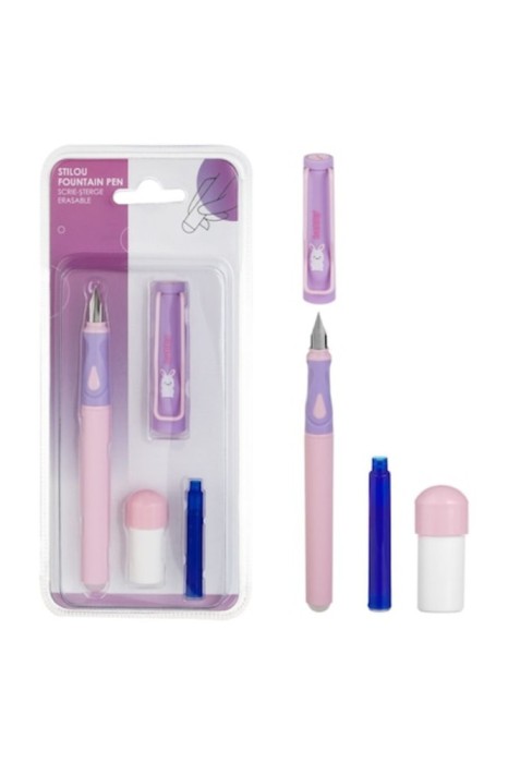 Stilou cu peniță, model Bunny, cerneală termosensibilă albastră, dispozitiv de curățare a peniței, multicolor