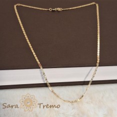 Lantisor clasic unisex placat cu aur, model placute, 50 cm