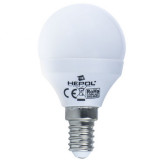 Bec LED HEPOL ECOLINE, forma glob A45, E14, 5W, 30000 ore, lumina calda