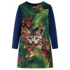 Rochie pentru copii cu m&acirc;neci lungi, bleumarin, 128, vidaXL