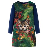 Rochie pentru copii cu m&acirc;neci lungi, bleumarin, 116