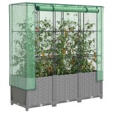 vidaXL Strat &icirc;nălțat cu husă de seră, aspect ratan, 120x40x138 cm