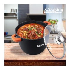 Oala aluminiu turnat cu capac, 28 x 20 cm , 10 L, Dark Line, Cooking by Heinner