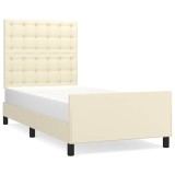 Cumpara ieftin Cadru de pat cu tablie, crem, 100x200 cm, piele ecologica
