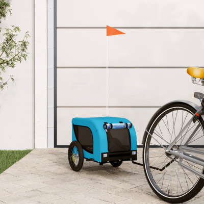 vidaXL Remorcă bicicletă animale companie, albastru/negru, oxford/fier foto