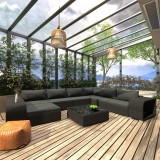 Gossi set mobilier de gradina cu perne, 10 piese, negru, poliratan