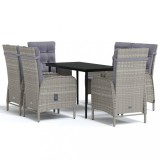 Set de servit masa pentru gradina, 7 piese, gri si negru