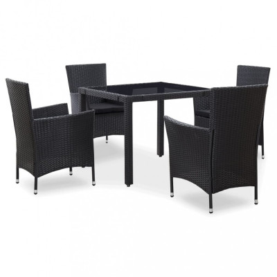 Set de mobilier de exterior, 5 piese, negru, poliratan foto