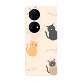 Husa compatibila cu Huawei Mate 40 model Meow pattern, Silicon, TPU, Viceversa, Transparent, Carcasa