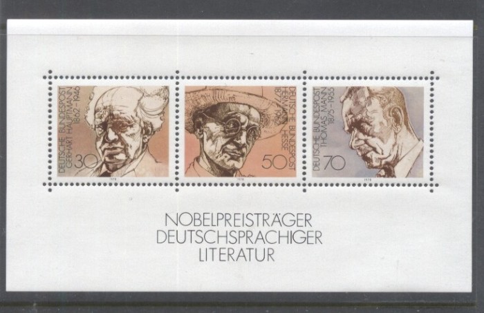 Germany Bundes 1978 Nobel prize literature perf. sheet Mi.B16 MNH DA.158