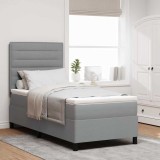 Cumpara ieftin Pat cu arcuri cu saltea Gri deschis 90 x 200 cm țesătură