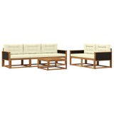 vidaXL Set de canapele de exterior cu pernă 6 pcs Natural și Crem 3382333