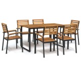 vidaXL Set mobilier de grădină, 7 piese, lemn masiv de acacia și metal 3155399