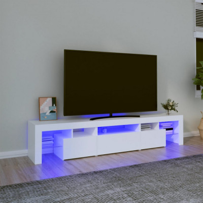 vidaXL Dulap TV cu lumini LED alb 200x36,5x40 cm foto