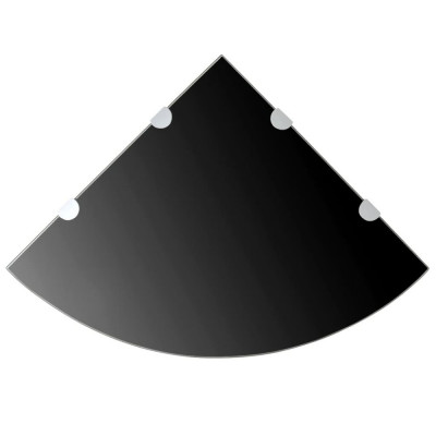 vidaXL Raft de colț cu suporți de crom, sticlă, 45 x 45 cm, negru foto