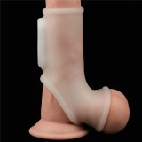 Cumpara ieftin Inel / Manson Penis Cu Vibratii Vibrating Silk Knights Ring with Scrotum Sleeve, Alb, Lovetoy