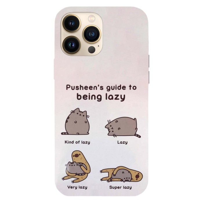 Husa compatibila cu Apple iPhone 13 Pro Max model Pusheen guide to lazy, Silicon, TPU, Viceversa