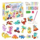 Cumpara ieftin Set brelocuri cu diamante pentru copii, dinozauri, 15 modele, accesorii incluse, multicolor
