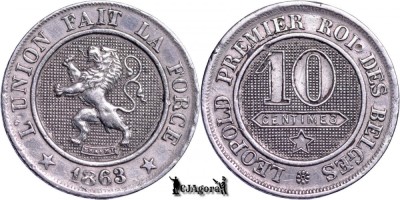 1863, 10 Centimes - Leopold I - Regatul Belgiei foto