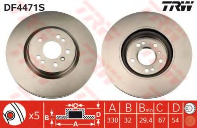 Disc frana MERCEDES R-CLASS (W251, V251) (2006 - 2016) TRW DF4471S foto