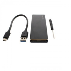 Carcasa SSD M2 SATA USB 3.1 negru cablu USB Type C inclus