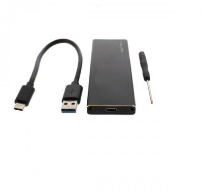 Carcasa SSD M2 SATA USB 3.1 negru cablu USB Type C inclus foto