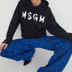 MSGM hanorac de bumbac femei, culoarea negru, cu glugă, imprimeu 3641MDM136.247000