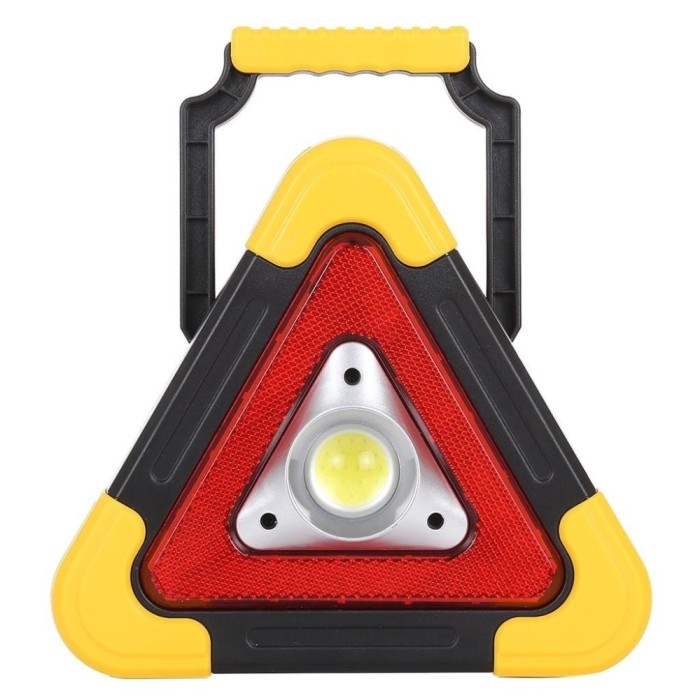 Triunghi SOS Cu Lanterna LED COB, FOXMAG24, LED Rosu , Incarcare Solara , USB , Acumulator Integrat , Galben