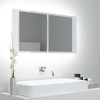 Dulap de baie cu oglindă și LED, alb extralucios 90x12x45 acril, vidaXL