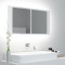 Dulap de baie cu oglindă și LED, alb extralucios 90x12x45 acril