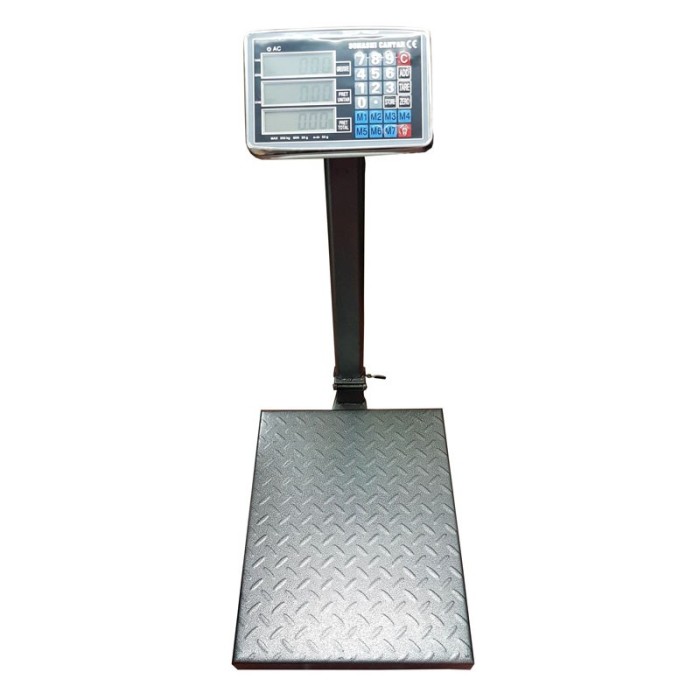 Cantar electronic cu acumulator, 350 kg, display LCD, 7 memorii, platan metalic