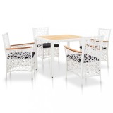 vidaXL Set mobilier gradina 5 piese alb poliratan lemn masiv acacia relaxare exterior