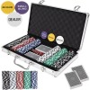 Set de Poker Complex cu 300 de jetoane, 2 seturi de carti, 5 zaruri, in servieta aluminiu