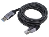 Cablu slim USB 3.0 RJ45 - Goobay, mufă USB A nichelat, 3m U/FTP