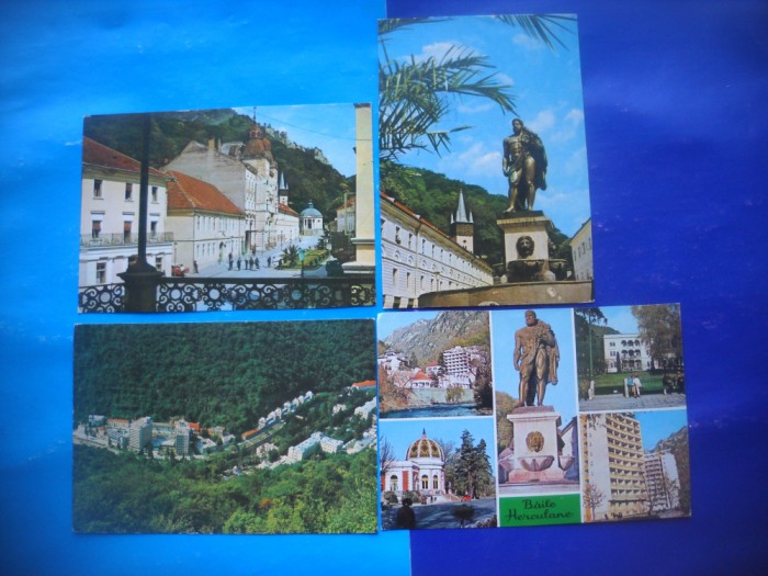 HOPCT LOT 2402 BAILE HERCULANE -JUD CARAS SEVERIN -4 CARTI POSTALE-CIRCULATE