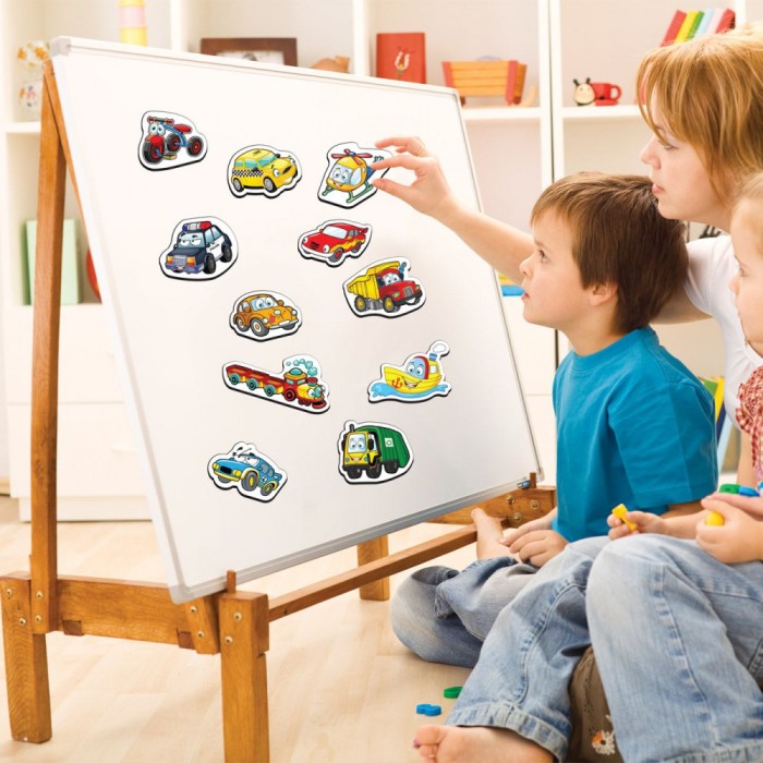 Set Jucării Magnetice Vehicule, 30 Bucăți, Dimensiuni 5.5x5.5 cm, Multicolor, 3+ Ani