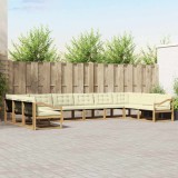 vidaXL Set de canapele de exterior cu pernă 10 pcs Alb și crem 3389124