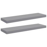 Cumpara ieftin Rafturi de perete suspendate, 2 buc., gri, 80x23,5x3,8 cm, MDF