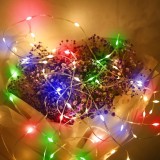 Instalatie de craciun cu 8 jocuri de lumini, liniara, cu 100 micro led-uri, 10 m, 220v, conectare la retea, fir transparent, multicolora, Oem