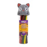 Creioane Strigo colorate triunghiulare,lemn de tei, mina 3mm, cutie Pisicute,12 bucati set