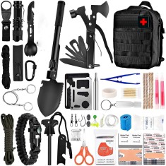 Kit supravietuire multifuncional flippy, 42 de instrumente profesionale, echipament de prim-ajutor, drumetie, camping, negru