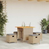 Cumpara ieftin Set mobilier de grădină cu perne, 5 piese, bej, poliratan
