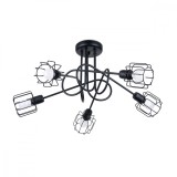 Candelabru Beluci Negru Oțel 5 Becuri Coș Cu Tuburi Modern De Interior