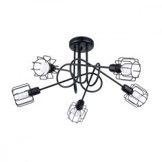 Candelabru Beluci Negru Oțel 5 Becuri Coș Cu Tuburi Modern De Interior foto