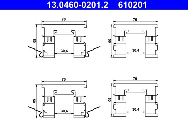 ATE 13.0460-0201.2 Set accesorii, placute frana