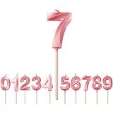 Lumanare Cifra 7, Cyrax, Model Diamond, 5 x 3.4 cm, Roz