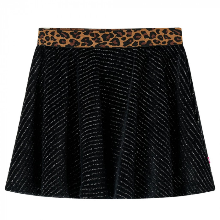 Fusta de copii cu talie tip leopard, negru, 116