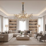 Candelabru din Cristal REINA Regalis, 8xE14, D80 cm, Auriu