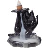 Fantana Lotus &icirc;n M&acirc;nă, suport de aromaterapie pentru conuri backflow parfumate, 9 cm negru